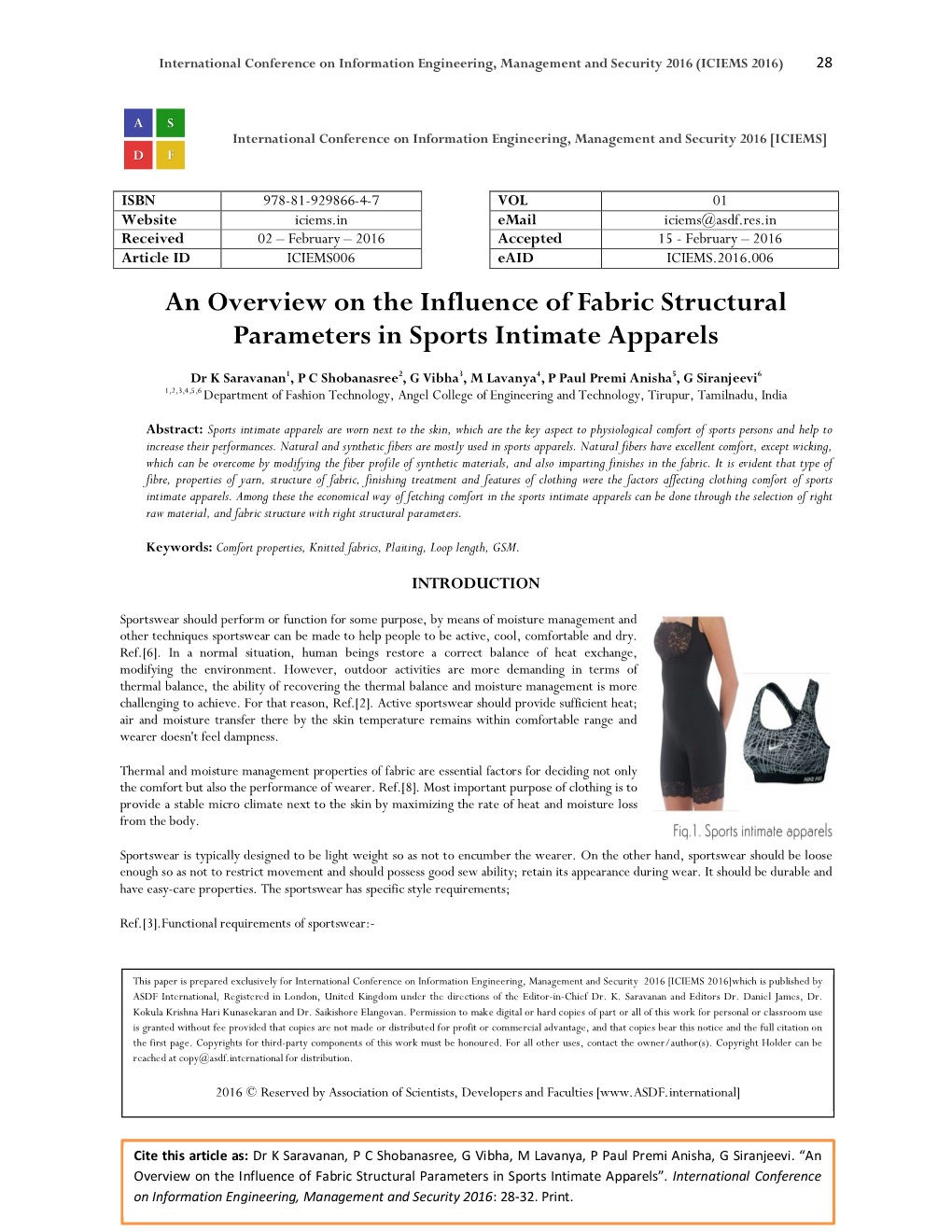 An Overview on the Influence of Fabric Structural Parameters in Sports Intimate Apparels