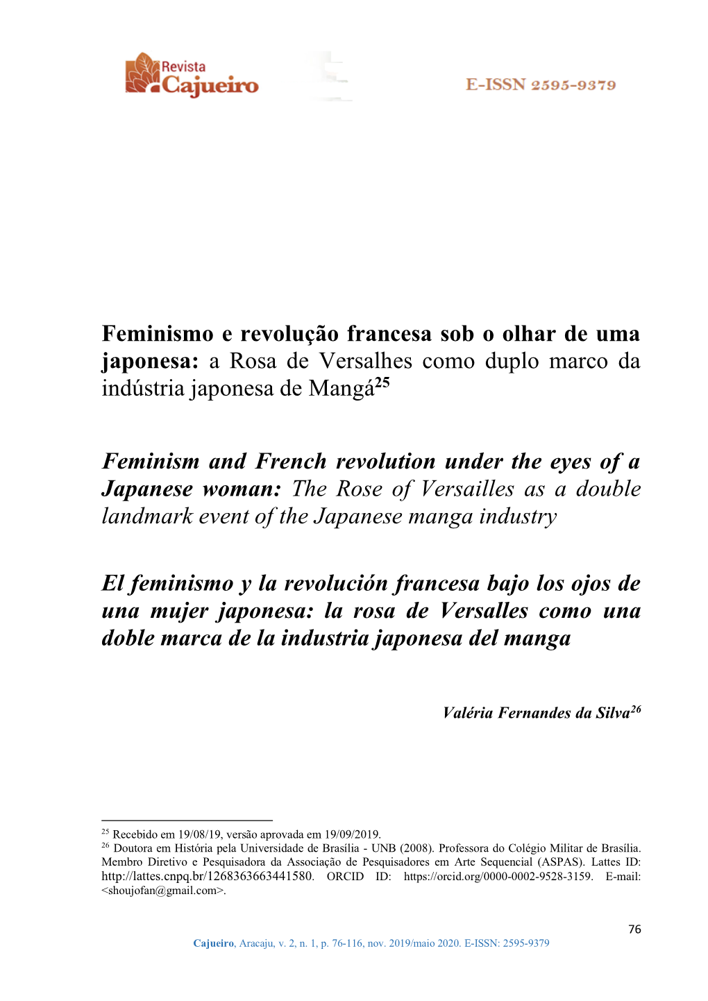 Feminismo E Revolução Francesa Sob O Olhar De Uma Japonesa: a Rosa De Versalhes Como Duplo Marco Da Indústria Japonesa De Mangá25