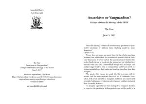 Anarchism Or Vanguardism? Critique of Guerrilla Ideology of the IRPGF