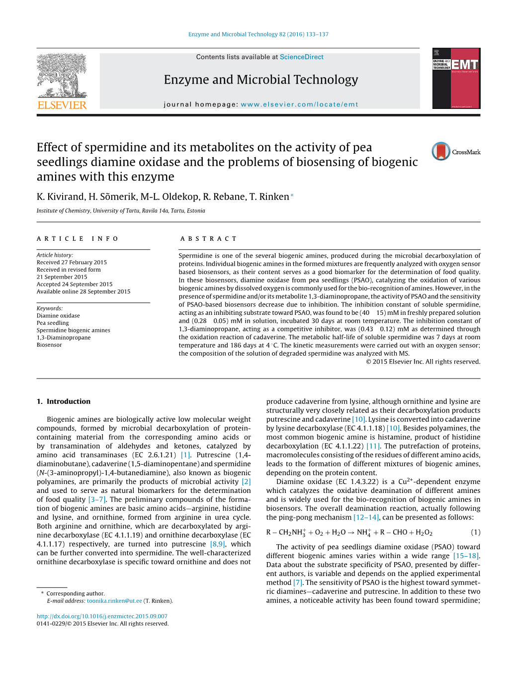 Effect of Spermidine and Its Metabolites on the Activity of Pea