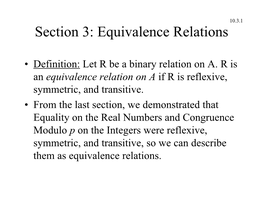 Section 3: Equivalence Relations
