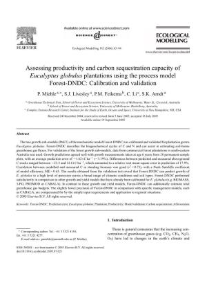 Assessing Productivity and Carbon Sequestration Capacity of Eucalyptus Globulus Plantations Using the Process Model Forest-DNDC: Calibration and Validation