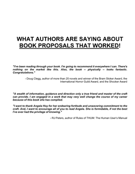What Authors Are Saying About Book Proposals That Worked!