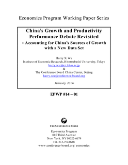 China's Growth and Productivity Performance Debate Revisited