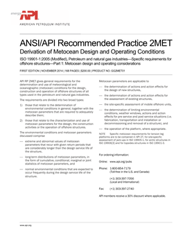 ANSI/API Recommended Practice 2MET