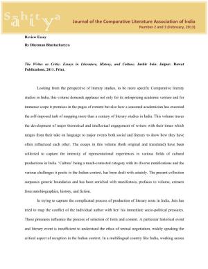 Journal of the Comparative Literature Association of India Number 2 and 3 (February, 2013)