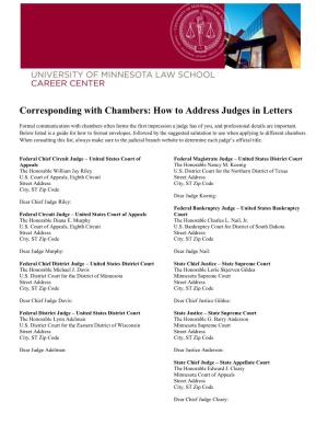 Corresponding with Chambers: How to Address Judges in Letters
