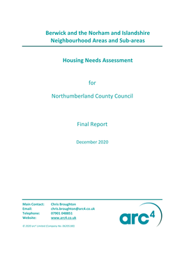Berwick and Norham & Islandshire Housing Needs Assessment