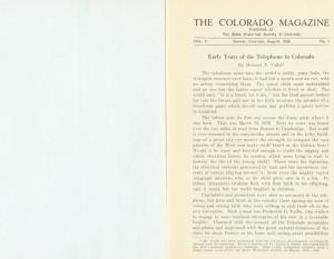 COLORADO MAGAZINE Published by the State Historical Society of Colorado VO L