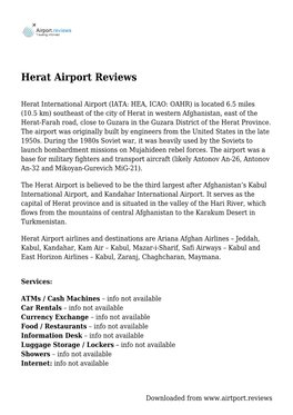 Herat Airport Reviews