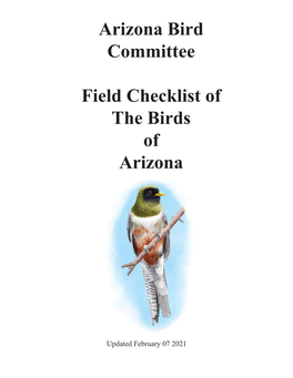 Arizona Bird Committee Field Checklist of the Birds of Arizona