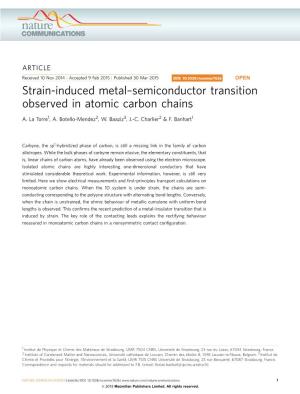 Semiconductor Transition Observed in Atomic Carbon Chains