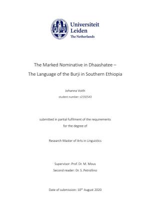 The Language of the Burji in Southern Ethiopia