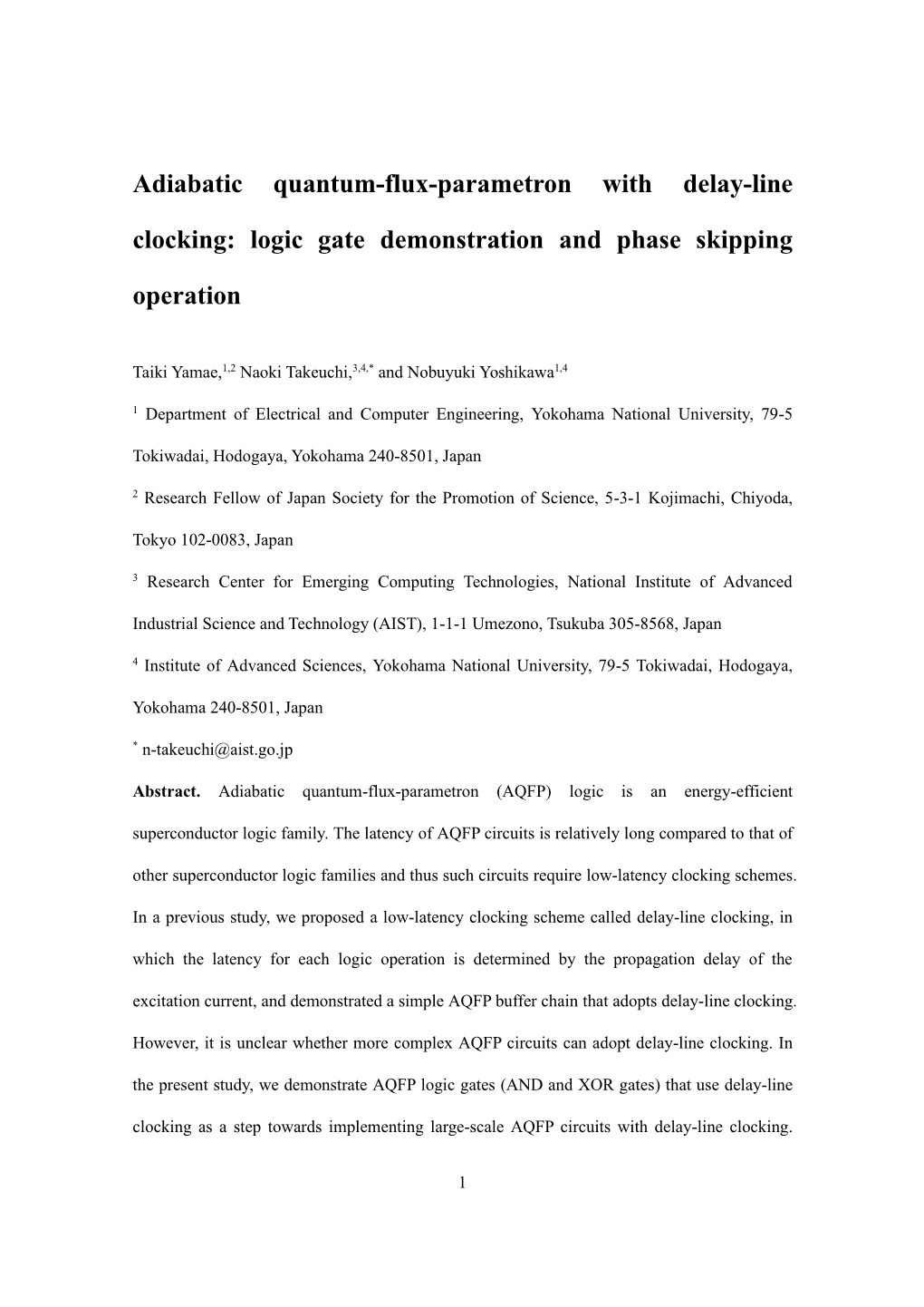 Adiabatic Quantum-Flux-Parametron with Delay-Line Clocking: Logic Gate Demonstration and Phase Skipping Operation