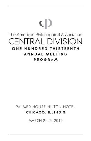 APA Central Division 2016 Meeting Program