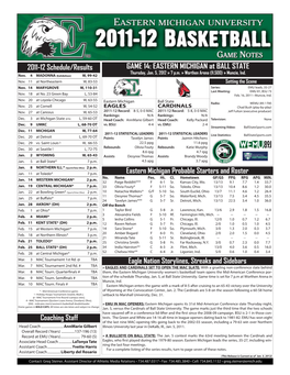 2011-12 Schedule/Results Coaching Staff Eagle Nation Storylines