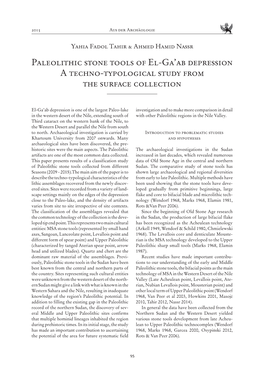 Paleolithic Stone Tools of El-Ga'ab Depression a Techno-Typological