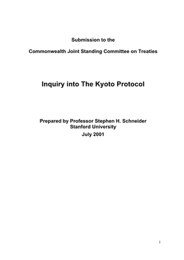 Inquiry Into the Kyoto Protocol