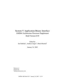 System V Application Binary Interface X86-64