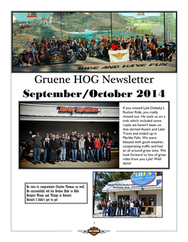 Gruene HOG Newsletter September/October 2014
