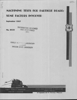 Machining Tests for Particle Hard; Some Factors Involved