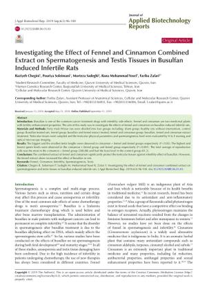 Investigating the Effect of Fennel and Cinnamon Combined Extract On