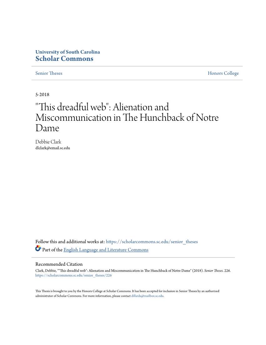 Alienation and Miscommunication in the Unchbh Ack of Notre Dame Debbie Clark Dlclark@Email.Sc.Edu