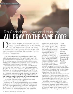 Do Christians, Jews and Muslims All Pray to the Same God?