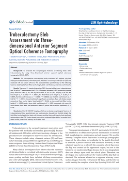 Trabeculectomy Bleb Assessment Via Three-Dimensional Anterior Segment Optical Coherence Tomography
