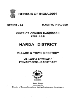 District Census Handbook, Harda, Part XII-A & B, Series-24