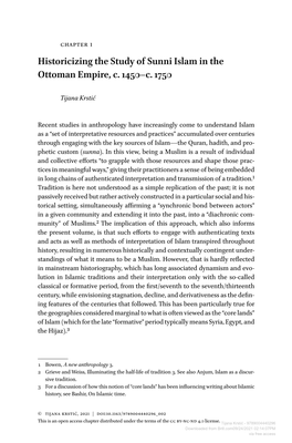Historicizing the Study of Sunni Islam in the Ottoman Empire, C. 1450–C. 1750