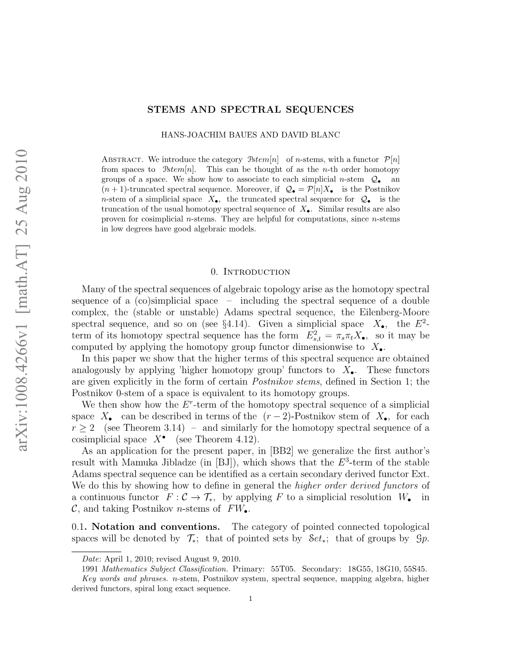 Stems and Spectral Sequences 3