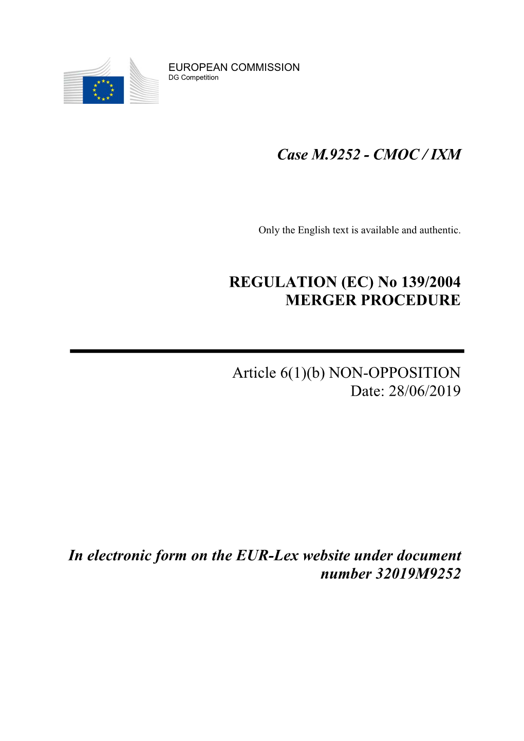 Cmoc / Ixm Regulation (Ec)