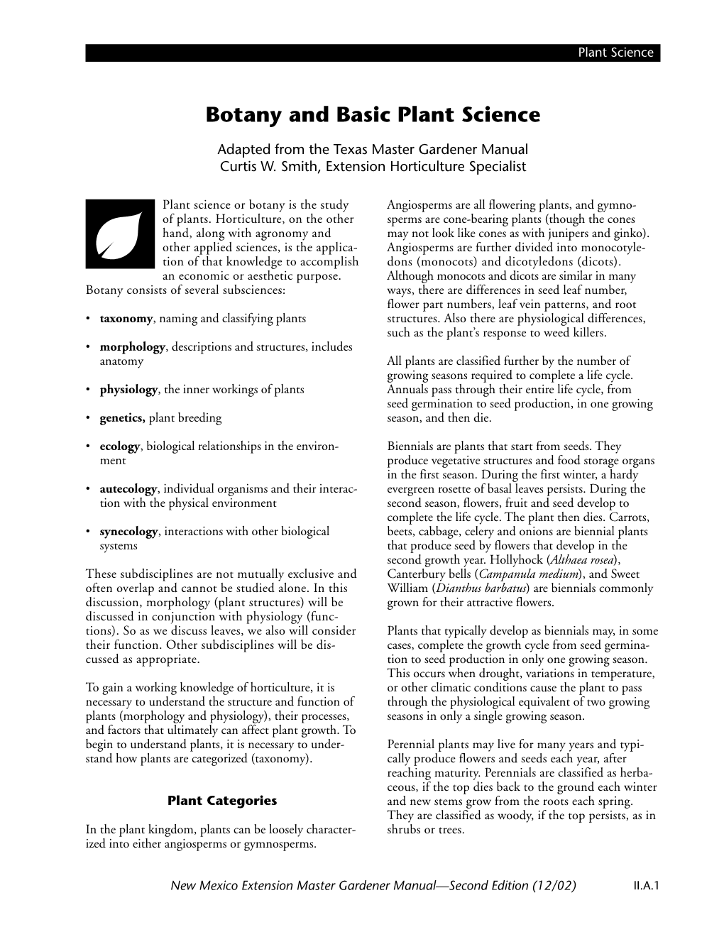 Bontany and Basic Plant Science