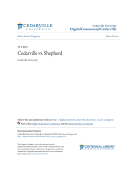 Cedarville Vs. Shepherd Cedarville University