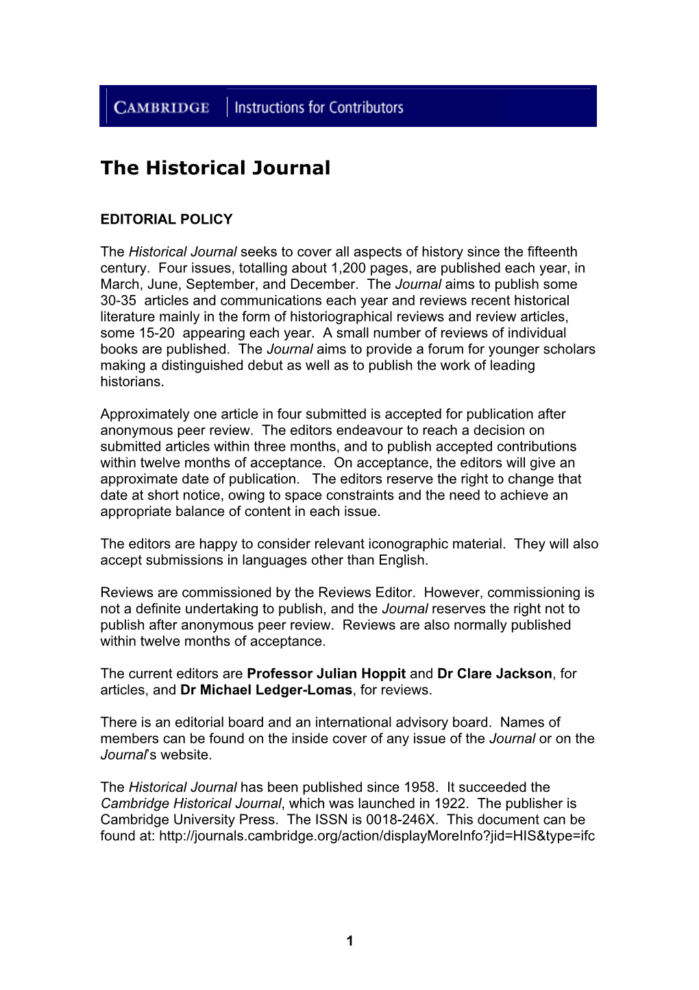 The Historical Journal