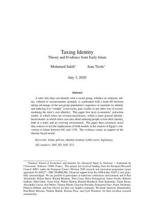 Taxing Identity Theory and Evidence from Early Islam