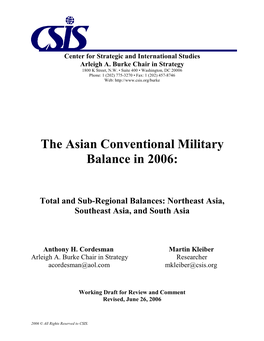 The Asian Conventional Military Balance in 2006