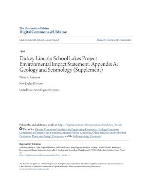 Dickey-Lincoln School Lakes Project Environmental Impact Statement: Appendix A: Geology and Seismology (Supplement) Walter A