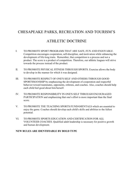 Chesapeake Parks, Recreation and Tourism's Athletic Doctrine