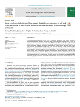 Untargeted Metabolomic Profiling Reveals That Different Responses To