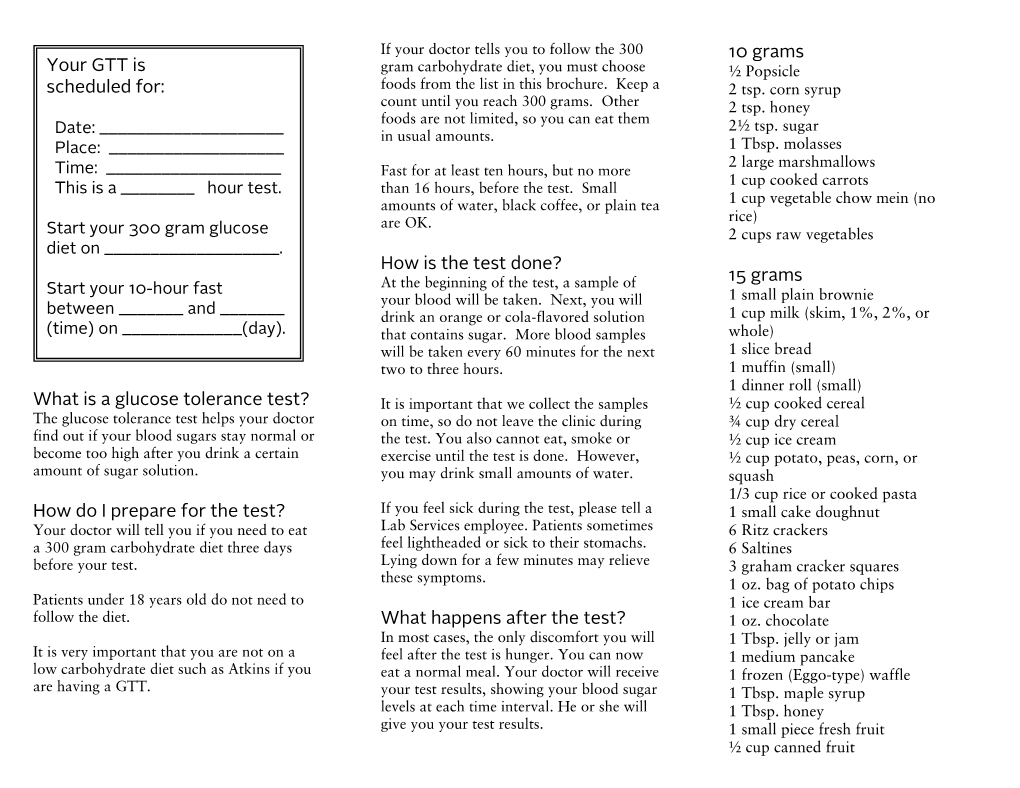 Glucose Tolerance Test (G.T.T.)