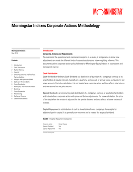 Morningstar Indexes Corporate Actions Methodology