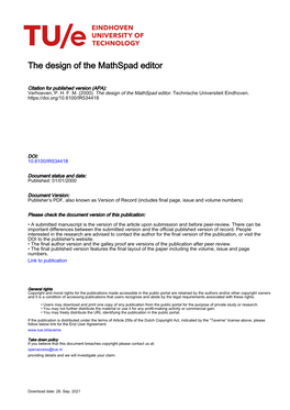 The Design of the Mathspad Editor