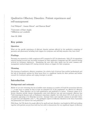 Qualitative Olfactory Disorders: Patient Experiences and Self-Management