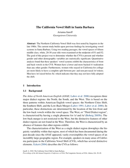 The California Vowel Shift in Santa Barbara Arianna Janoff Georgetown University