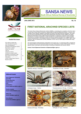 SANSA NEWS South African National Survey of Arachnida