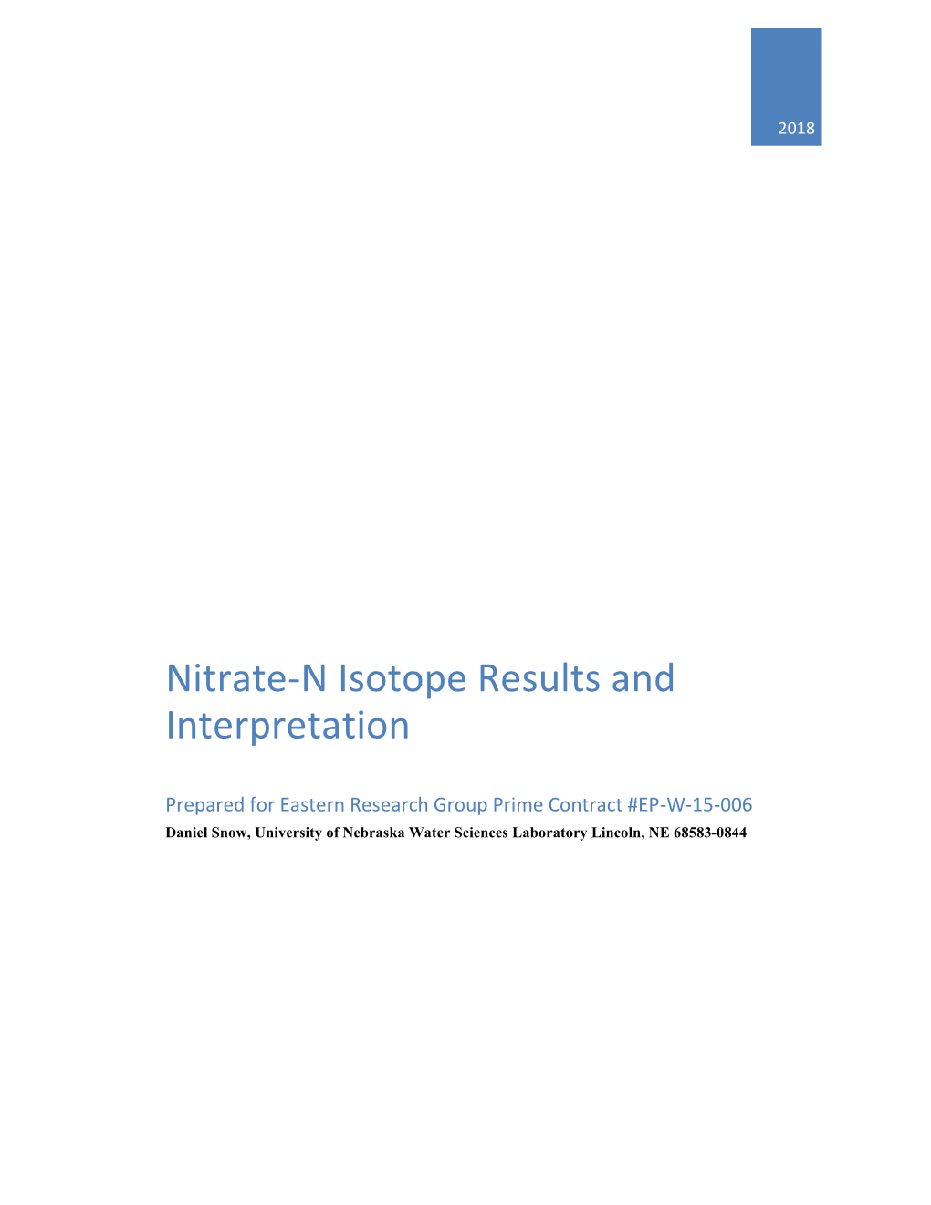 Nitrate-N Isotope Results and Interpretation