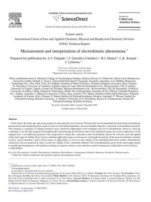 Measurement and Interpretation of Electrokinetic Phenomena ✩