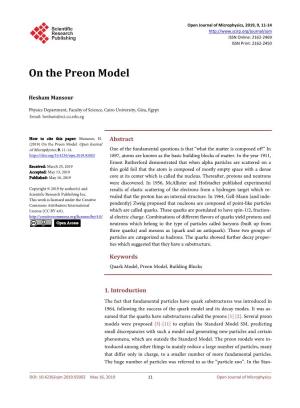 On the Preon Model